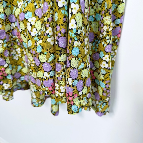 Vintage Handmade Midi Dress Size UK 6 XS Green Floral Trapeze Sleeveless - Picture 8 of 13